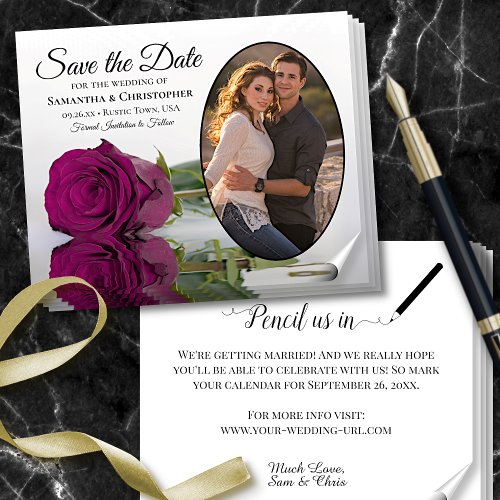 Magenta Cassis Rose BUDGET Photo Save The Date Flyer