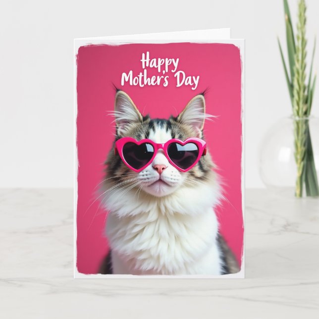 Magenta Cat Mothers Day Card (Front)