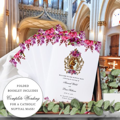 Magenta Catholic Wedding Mass Ceremony Program