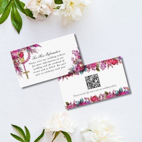 Magenta Catholic Wedding Website QR Enclosure Card