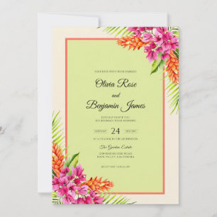 Magenta Chartreuse Orchid Wedding Invitation