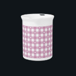Magenta Checks Beverage Pitcher<br><div class="desc">Classic gingham,  checkered pattern with tiny hearts sprinkled in!</div>
