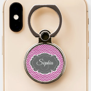 Magenta Chevron Personalized Phone Grip