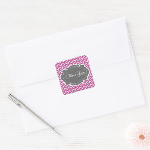 Magenta Chevron Thank You Sticker