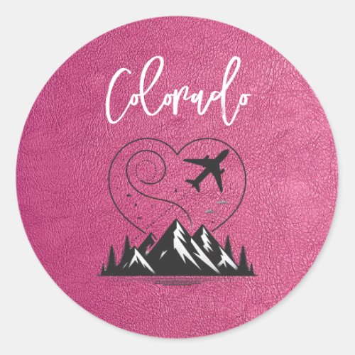 Magenta Colorado Passport  Classic Round Sticker