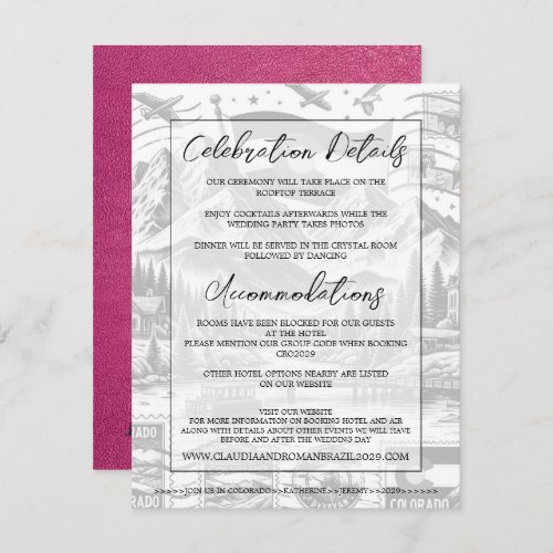 Magenta Colorado Passport Wedding Enclosure Card