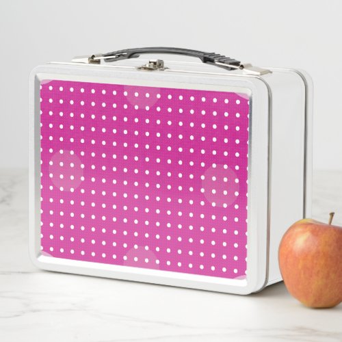 Magenta Colored Abstract Polka Dots Dark g1 Metal Lunch Box