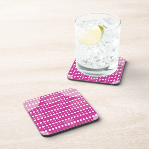 Magenta Colored Abstract Polka Dots Dark g9 Beverage Coaster