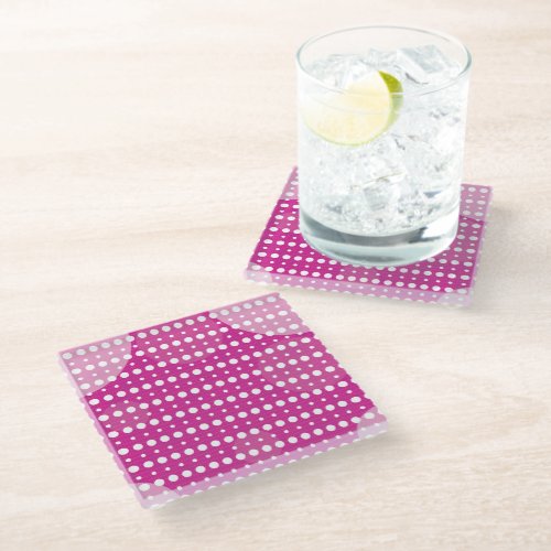 Magenta Colored Abstract Polka Dots Dark g9 Glass Coaster