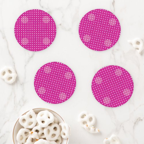 Magenta Colored Abstract Polka Dots Light g1 Coaster Set