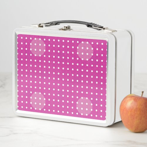 Magenta Colored Abstract Polka Dots Light g1 Metal Lunch Box