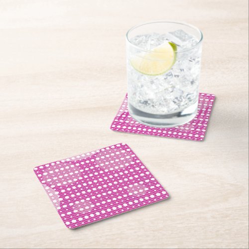 Magenta Colored Abstract Polka Dots Light g9 Square Paper Coaster