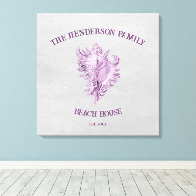 Magenta Conch Shell Canvas Print (Insitu(Wood Floor))