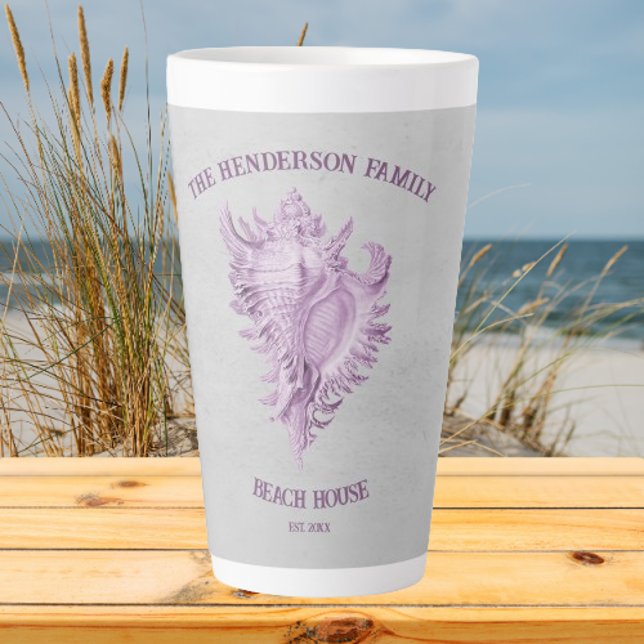 Magenta Conch Shell Latte Mug (Magenta Conch Shell Personalized Latte Mug)