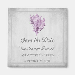 Magenta Conch Shell Save the Date Magnet