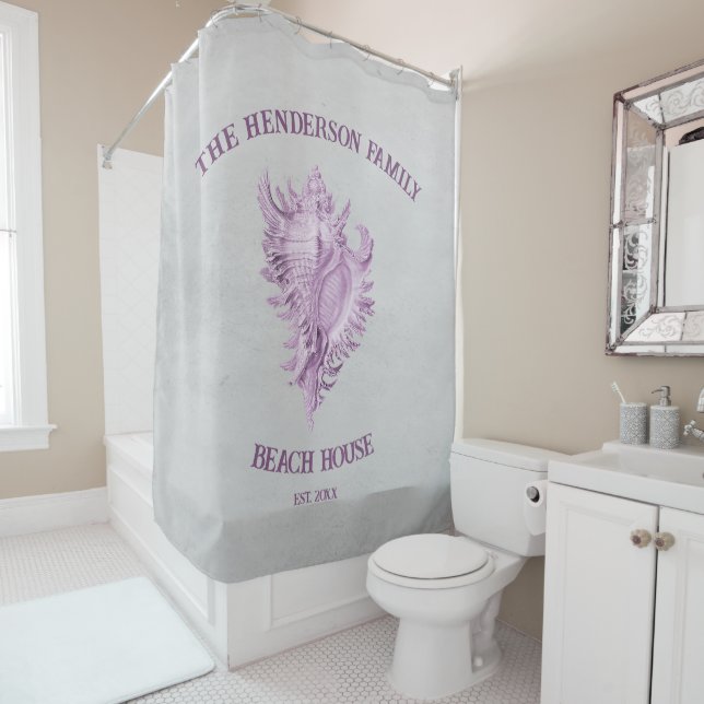 Magenta Conch Shell Shower Curtain (In Situ)
