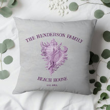 Magenta Conch Shell Throw Pillow