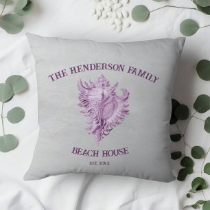 Magenta Conch Shell Throw Pillow