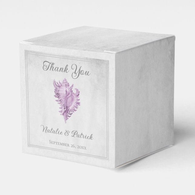 Magenta Conch Shell Wedding Favor Boxes (Front Side)