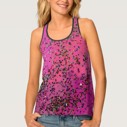 Magenta confetti blast tank top