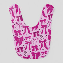 Magenta Coquette Bow Pattern Baby Bib