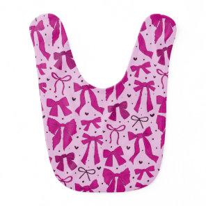 Magenta Coquette Bow Pattern Baby Bib
