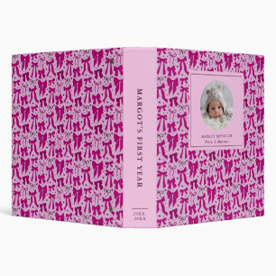 Magenta Coquette Bows Baby Photo Album 3 Ring Binder