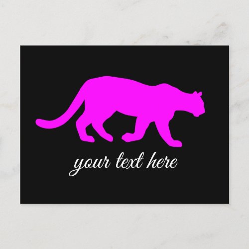 Magenta Cougar Puma Mountain Lion Custom Text Postcard