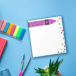 Magenta Crayon &amp; Stars Colorful Note From Teacher at Zazzle