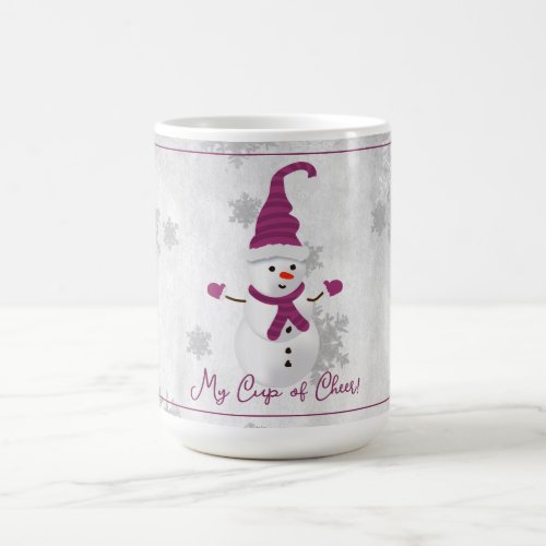 Magenta Cute Snowman Holiday Mug