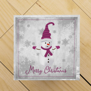 Magenta Cute Snowman Wine Gift Box