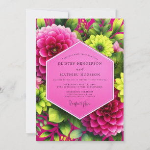 Magenta Dahlia Bloom Wedding Invitation