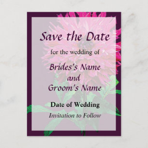 Magenta Dahlia Elsie Huston Save the Date Announcement Postcard