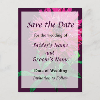 Magenta Dahlia Elsie Huston Save the Date Announcement Postcard