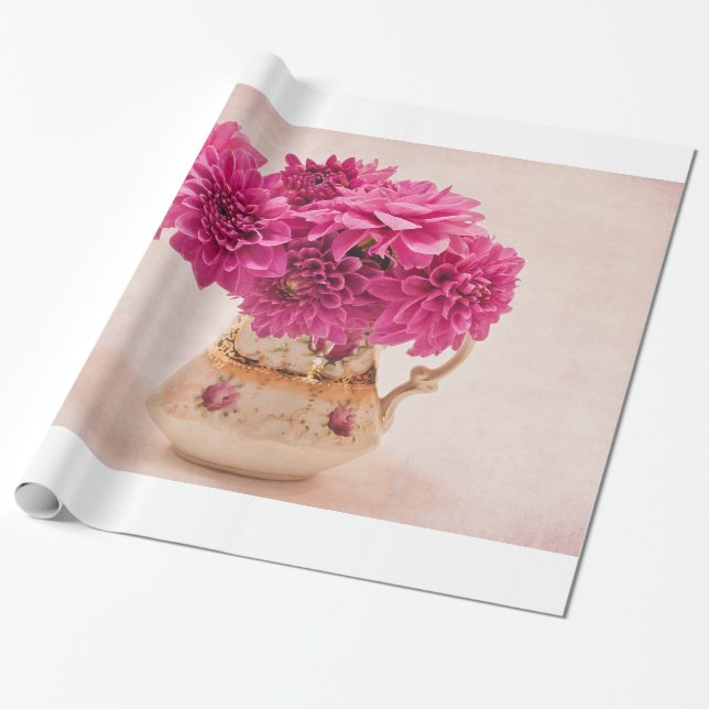 Magenta Dahlias Gift Wrap (Unrolled)