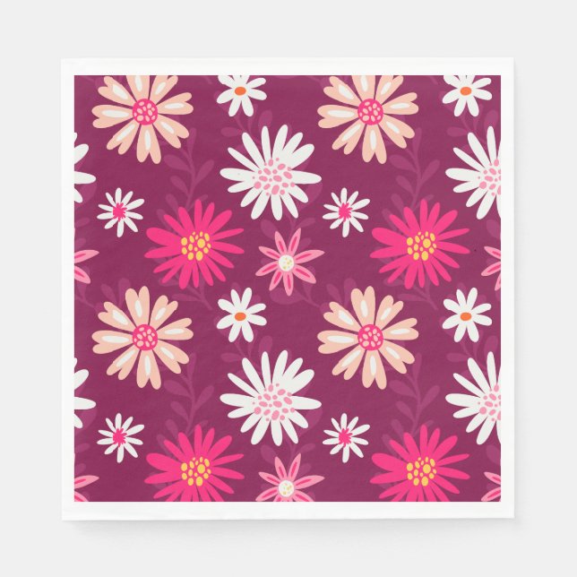 Magenta Daisy Design Napkins (Front)