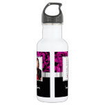 Magenta Damask Instagram Photo Template Water Bottle at Zazzle