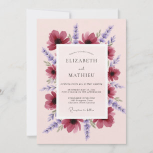 Magenta Delightful Lavender Wedding Invitation