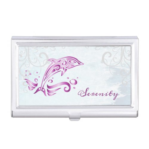 Magenta Dolphin Business Card Case