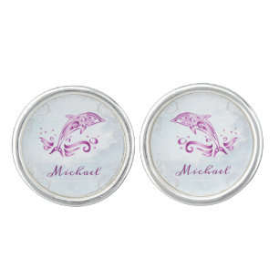 Magenta Dolphin Cuff Links