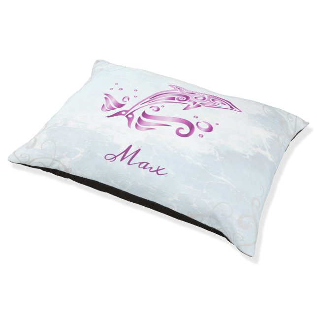 Magenta Dolphin Dog Bed (Angled)