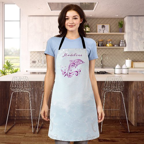 Magenta Dolphin Personalized Apron