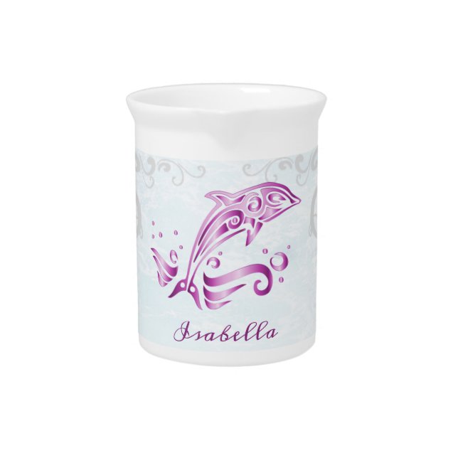 Magenta Dolphin Personalized Beverage Pitcher (Front)