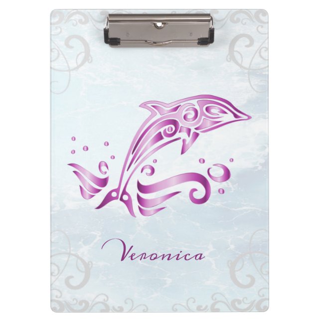 Magenta Dolphin Personalized Clipboard (Front)