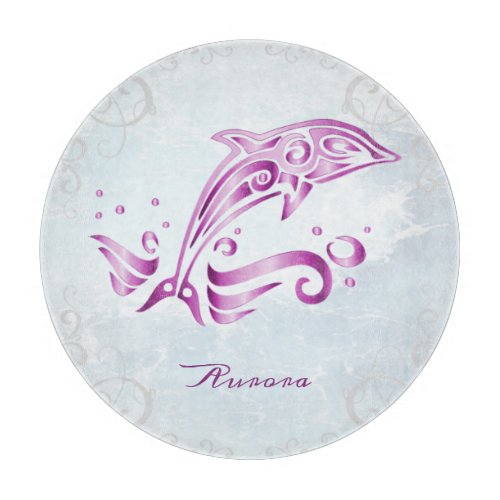 Magenta Dolphin Personalized Cutting Board