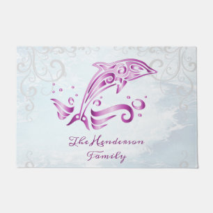 Magenta Dolphin Personalized Doormat