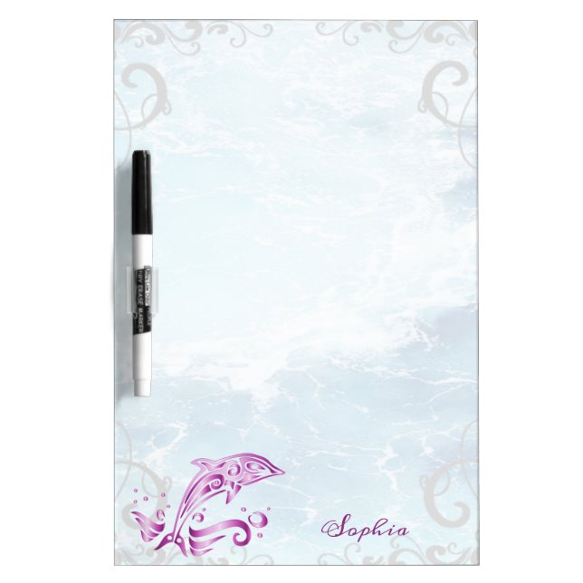 Magenta Dolphin Personalized Dry Erase Board (Front)