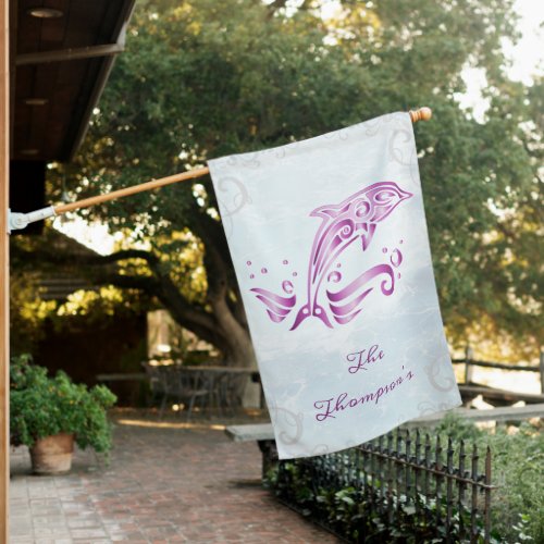 Magenta Dolphin Personalized House Flag