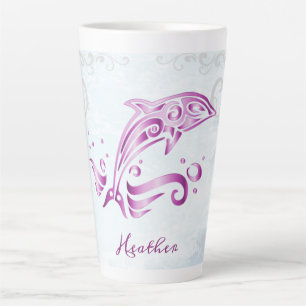 Magenta Dolphin Personalized Latte Mug
