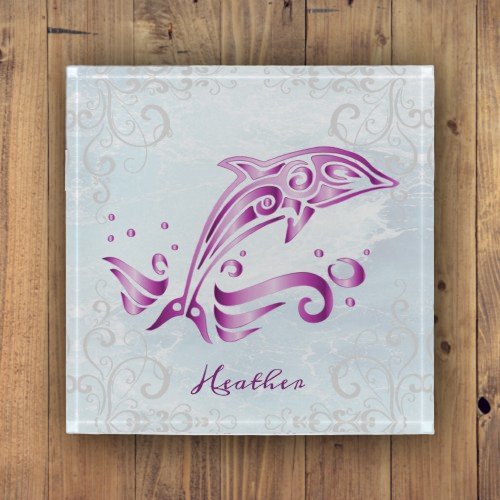 Magenta Dolphin Personalized Paperweight